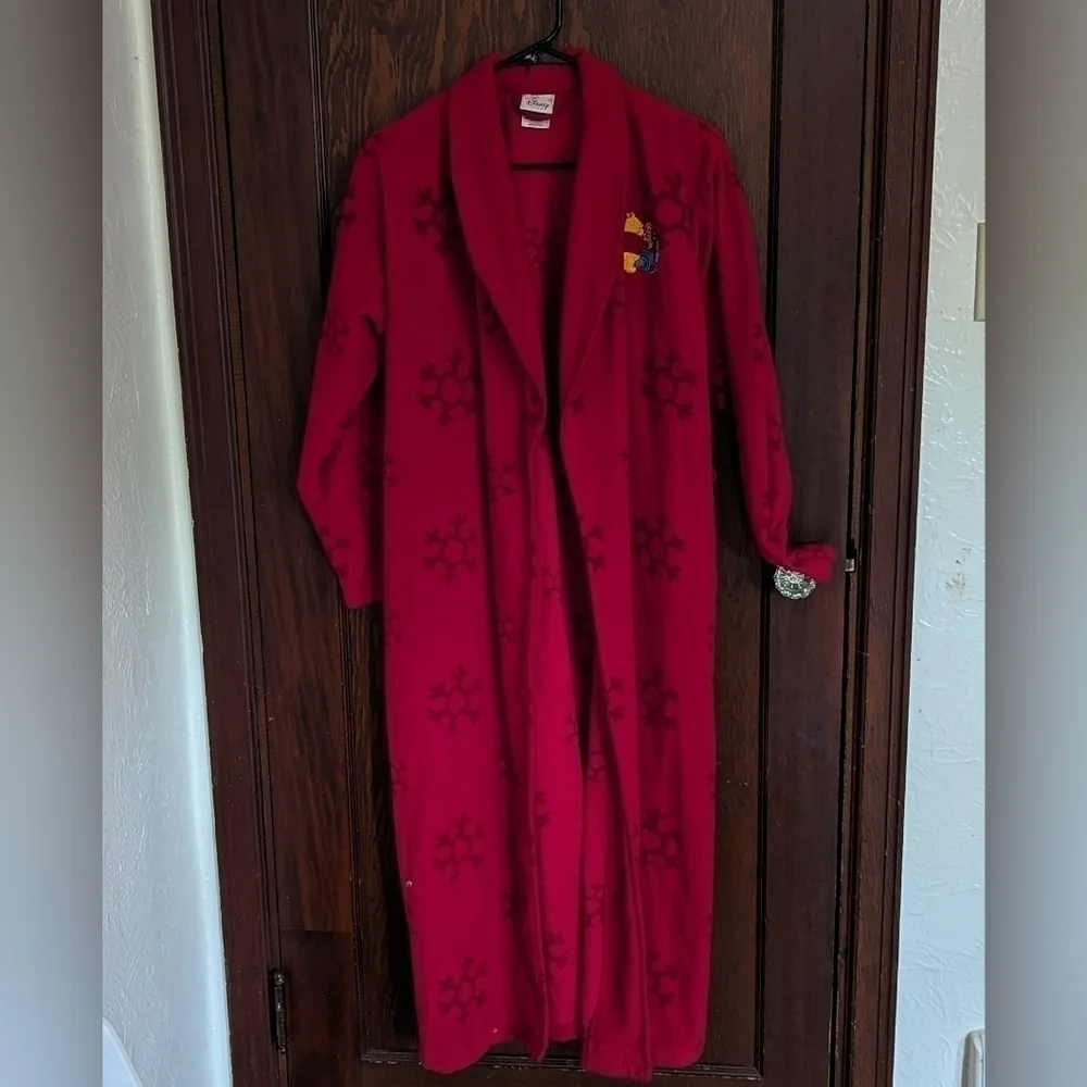 Disney Store Winnie Pooh and Eeyore Red Snowflake Fleece  Robe Size XS/ S